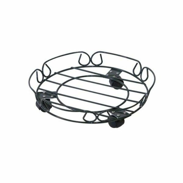 Panacea Products  12 in. Round Wheeled Plant Caddy, Black Steel 259432